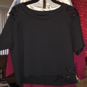 Distressed black T-shirt
